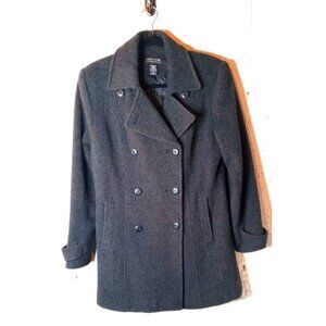 New York & Company Double Breasted Pea Coat Charcoal Gray Women SZ 6 Wool